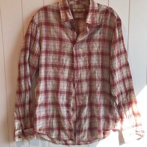 John Varvatos star casual button down plaid long sleeve M